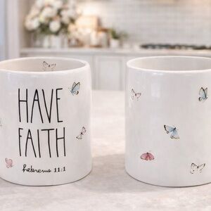 Rae Dunn HAVE FAITH Butterfly Mug – Hebrews 11:1 – New